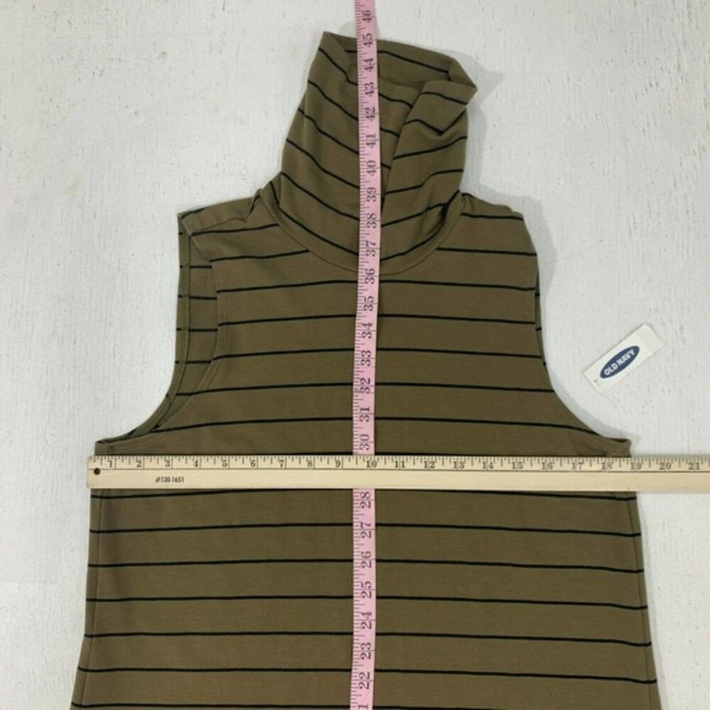 Old Navy Turtleneck Shift Dress Women Size M Stripe Sleeveless Knit Knee Length - Picture 7 of 10